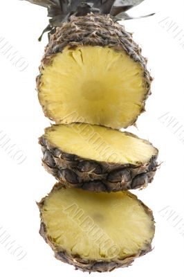 Cutting pineapple closeup