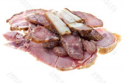 Cutting smoked sausage and pork gammon macro