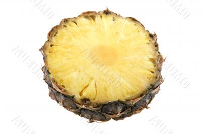 Cutting pineapple macro