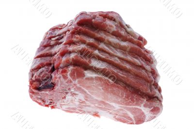 Cutting pork on white