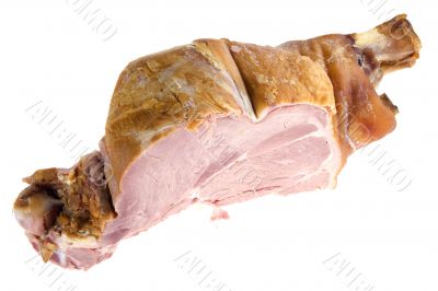 gammon pork on a bone on white