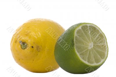 Lime and lemon isolated on white
