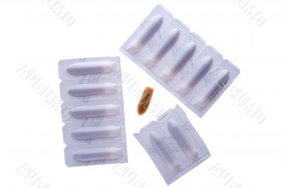 Medical pill on white background