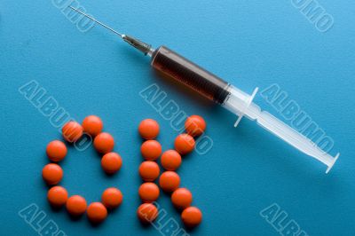 Medical Tablet and syringe