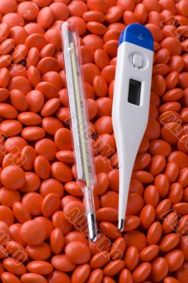 Medical Tablets and thermometer