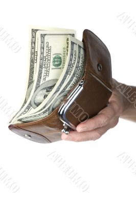 money on hand on white
