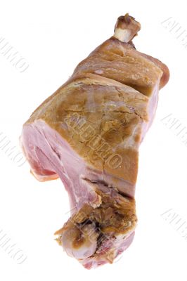 Pork gammon on a bone on white