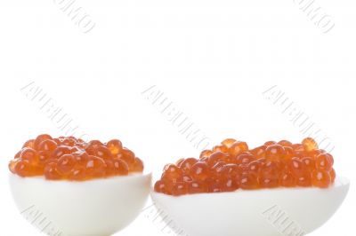 Red caviar with egg