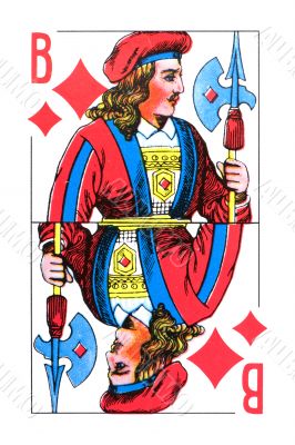 Russian playing card on white background