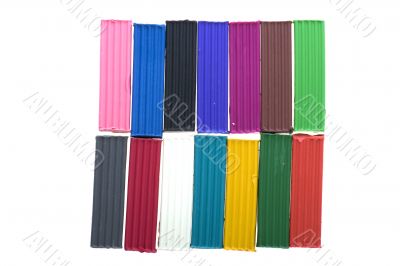 Set of plasticine on white