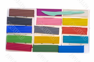 Set of plasticine on white background