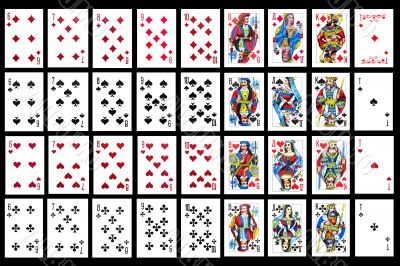 Set of playing card close up