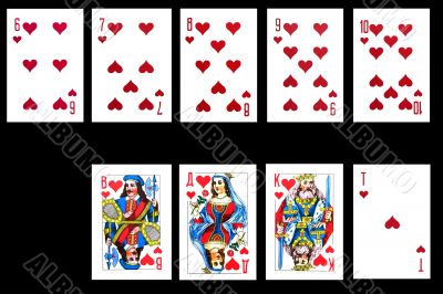 Set of playing card isolated on black