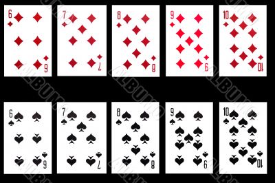 Set of playing card on black background