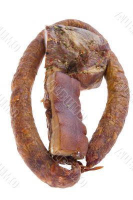 Smoked sausage and pork gammon