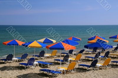 Bright Umbrellas on the Beach