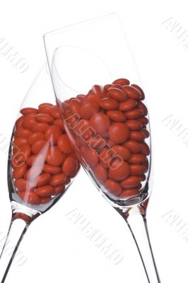 tablet on wine glass close up