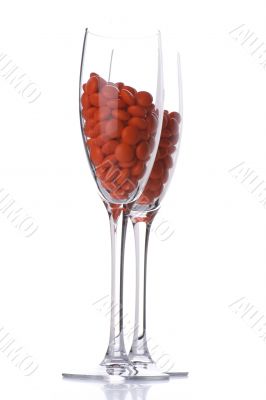 tablets in wine glass