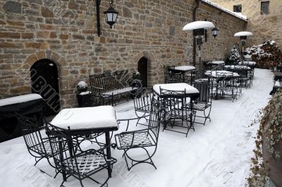 Empty Street Cafe in the Winter