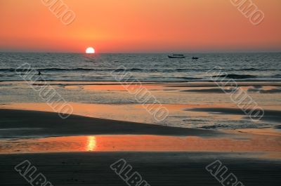 On the Beach at Sunset