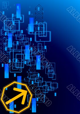 Dark background with big arrow