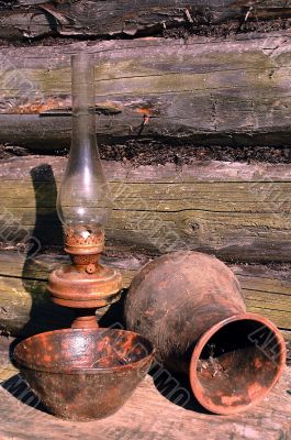 Betty Lamp, Jug And Bowl