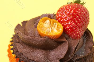Chocolate cupcake with strawberry