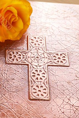 Yellow rose on the Bible