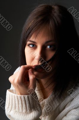 Portrait of beautiful brunette woman