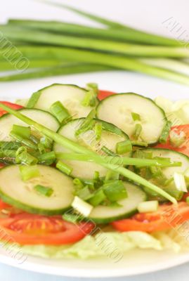 Fresh salad with cucumber and tomato