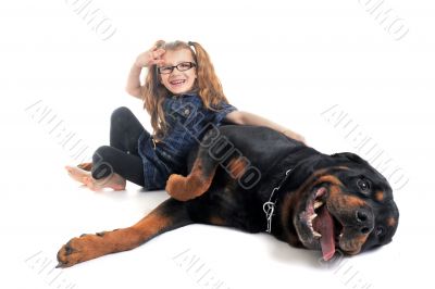 rottweiler and child