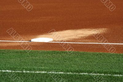 Third base on a baseball field