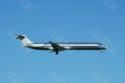 Passenger jet plane landing