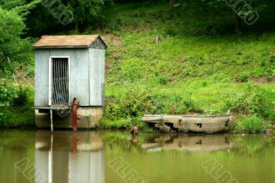 Pump house on a small pond