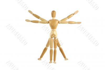 Wooden manikin Vitruvian Man