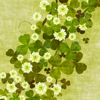 Grunge clover leaves