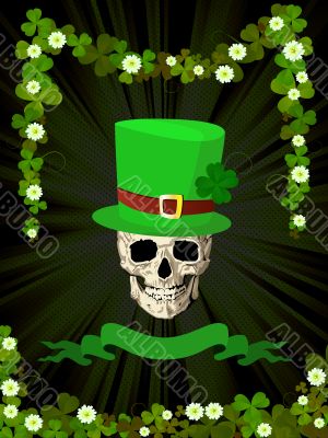 St.Patrick skull and clovers