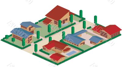 Residential district cartoon