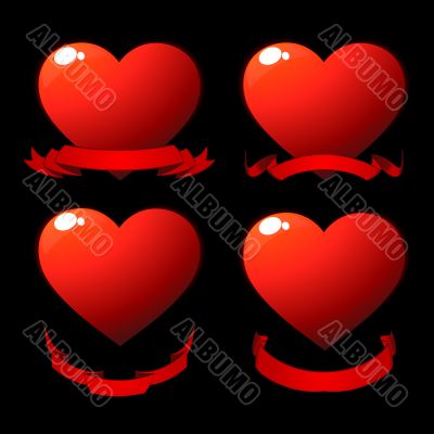 Red shiny hearts