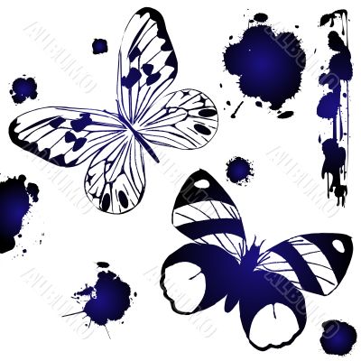 Blue ink butterflies