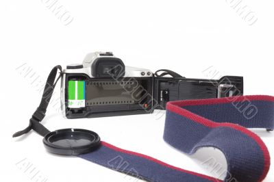 A 35mm SLR Camera open from the back