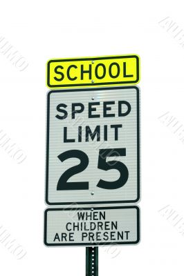 School and 25 mph sign