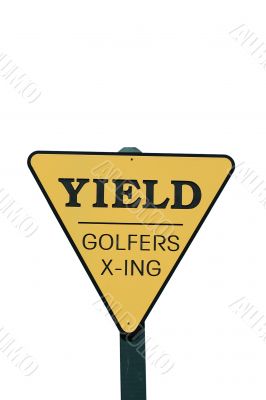Isolated Yield golfer crossing sign