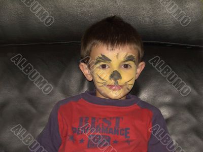 boy makes up in tiger