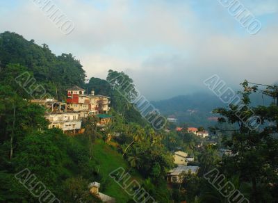 Foggy View of the town of Kandy in Sri Lanka