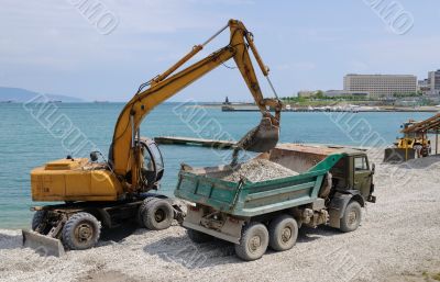 Preparation of a beach for a summer season