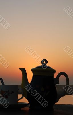 Tea Set At Sunset