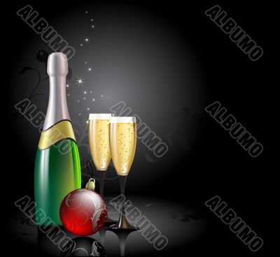 champagne with fir ball
