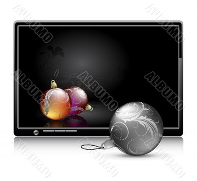 LCD panel with christmas balls