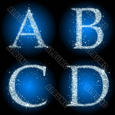  letter stars blue ABCD